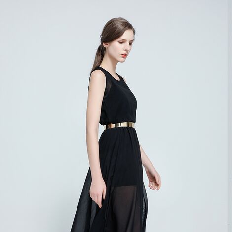 Women Punk Full Metal Mirror skinny Waist Belt 2019 Metallic Gold Plate 3cm Wide Chains Lady ceinture sashes for dresses BL02-2